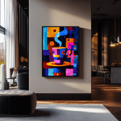 Expressionist Geometry Coffee - Vibrant Café Poster