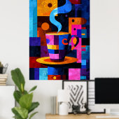 Expressionist Geometry Coffee - Vibrant Café Poster (Heimbüro)