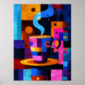 Expressionist Geometry Coffee - Vibrant Café Poster (Vorne)