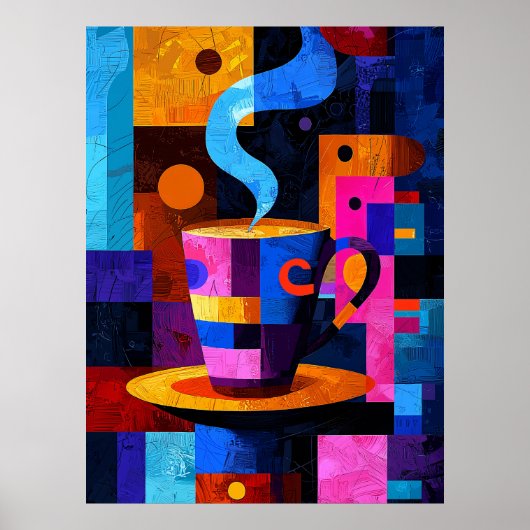 Expressionist Geometry Coffee - Vibrant Café Poster (Vorne)