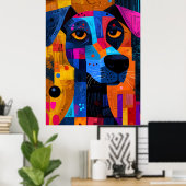 Expressionist Geometry Dog - Abstrakte Kunst Poster (Heimbüro)