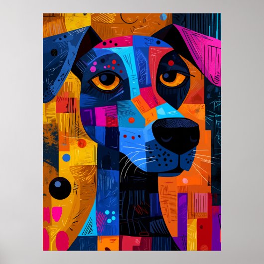 Expressionist Geometry Dog - Abstrakte Kunst Poster (Vorne)