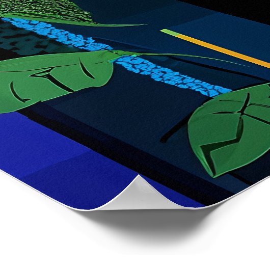 Expressionist Geometry Hummingbird - Lebhafte Kuns Poster (Ecke)