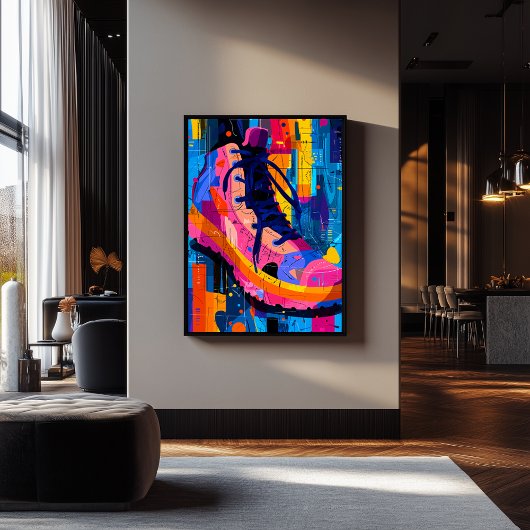 Expressionist Geometry Sneaker, lebendiger Street Poster