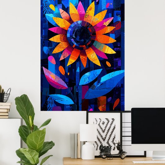 Expressionist Geometry Sonnenblume - lebendige Kun Poster (Heimbüro)