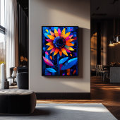 Expressionist Geometry Sonnenblume - lebendige Kun Poster