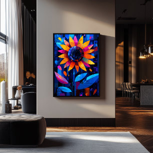 Expressionist Geometry Sonnenblume - lebendige Kun Poster