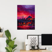 Expressionist Istanbul Skyline Vibrant City Poster (Heimbüro)