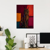 Expressionist Lynx in Color Fields Abstract Poster (Heimbüro)