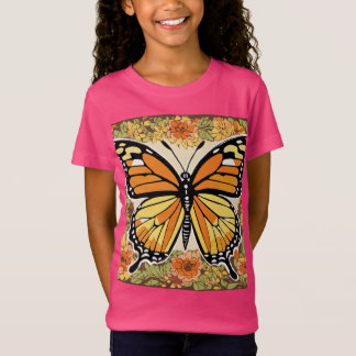 Expressionist Monarch Butterfly mit floralem Patte T-Shirt