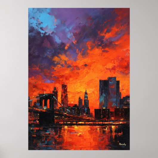 Expressionist New York Skyline Vibrant Urban City Poster (Vorne)
