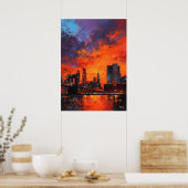 Expressionist New York Skyline Vibrant Urban City Poster (Küche)
