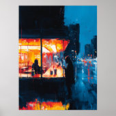 Expressionist Night Café - Bold Urban Noir Art Poster (Vorne)