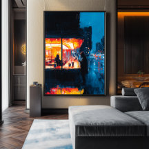 Expressionist Night Café - Bold Urban Noir Art