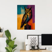 Expressionist Owl in Color Fields Abstract Poster (Heimbüro)