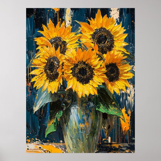 Expressionist Sunblumen - Kühne zeitgenössische Ku Poster (Vorne)