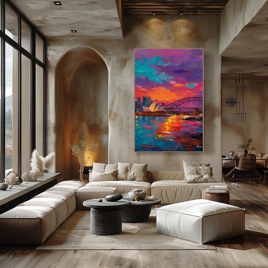 Expressionist Sydney Skyline Vibrant Harbor City Poster