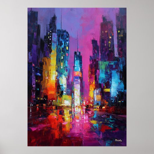Expressionist Tokyo Skyline Neon Night Cityscape Poster (Vorne)