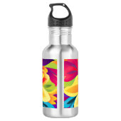 Expressionist Vibranner Modernes Blumendesign Edelstahlflasche (Rückseite)
