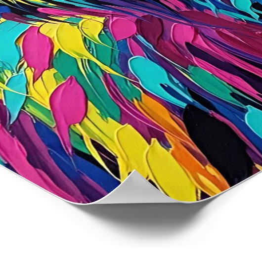 Expressionist Vibrant Colorful Cow Poster (Ecke)