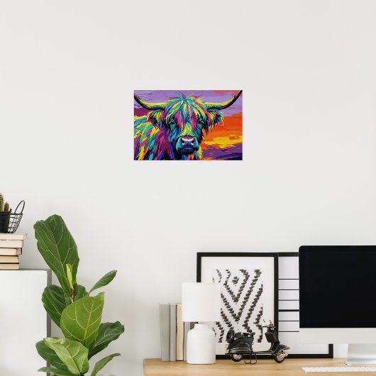 Expressionist Vibrant Colorful Cow Poster (Heimbüro)