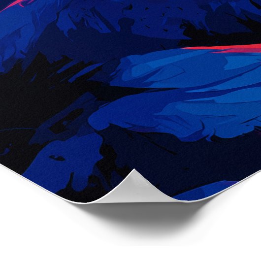 Expressionist Wolf Under Crimson Moon Wall Art Poster (Ecke)