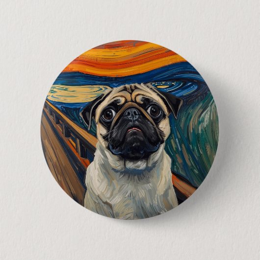 Expressionistische Angst-Malerei-inspirierte Pug-K Button (Vorderseite)