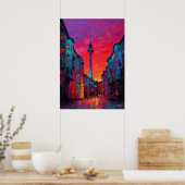 Expressionistische Berliner Skyline Farbige urbane Poster (Küche)