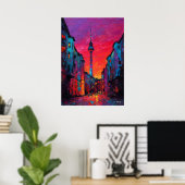 Expressionistische Berliner Skyline Farbige urbane Poster (Heimbüro)
