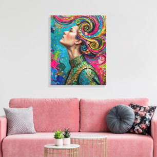Expressionistische farbenfrohe Königinnen-Profil-L Leinwanddruck