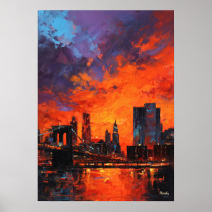Expressionistische New Yorker Skyline Lebendige ur Poster