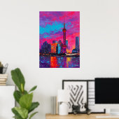 Expressionistische Shanghaier Skyline Farbige urba Poster (Heimbüro)