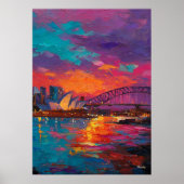 Expressionistische Sydney-Skyline - Lebendige Hafe Poster (Vorne)
