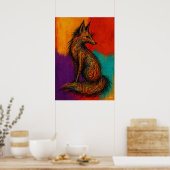Expressionistischer Fuchs in Farbflächen-Wandkunst Poster (Küche)