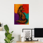 Expressionistischer Fuchs in Farbflächen-Wandkunst Poster (Heimbüro)