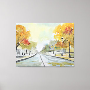Expressionistischer Herbstboulevard in Paris Leinwanddruck