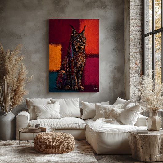 Expressionistischer Luchs in Farbflächen abstrakte Poster