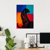 Expressionistischer Schwarzer Panther in Farbfläch Poster (Heimbüro)