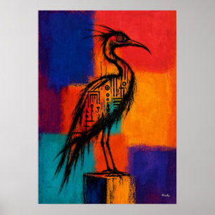 Expressionistischer Watvogel-Farbfelder abstrakt Poster