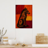 Expressionistischer Wolf in Farbflächen Abstract P Poster (Küche)