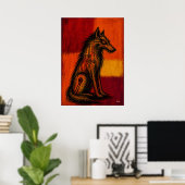 Expressionistischer Wolf in Farbflächen Abstract P Poster (Heimbüro)