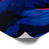 Expressionistischer Wolf unter karmesinrotem Mond  Poster (Ecke)