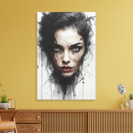 Expressionistisches Farbporträt auf Leinwand (Insitu (Wohnzimmer))
