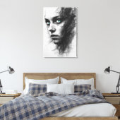 Expressionistisches Kohleporträt auf Leinwand (Insitu (Schlafzimmer))