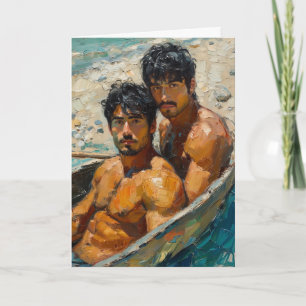 Expressionistisches Ölporträt zweier Männer Karte