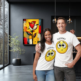 Expressionless Face | Tuesday Mood Minimal Design T-Shirt