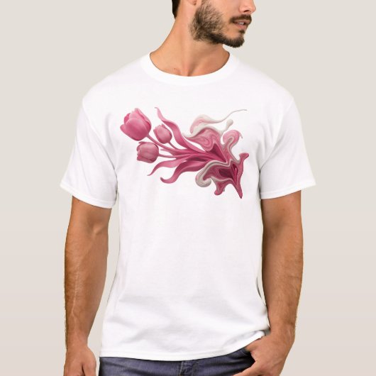 Expressive ABSTRACT BLUMEN-Kunst-Design T-Shirt (Vorderseite)