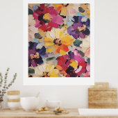 Expressive Abstract Flower Painting Poster (Küche)