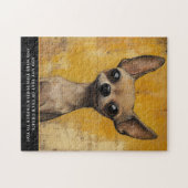 Expressive Chihuahua Art Yellow Textured Pet  Puzzle (Horizontal)