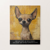 Expressive Chihuahua Art Yellow Textured Pet  Puzzle (Vertikal)